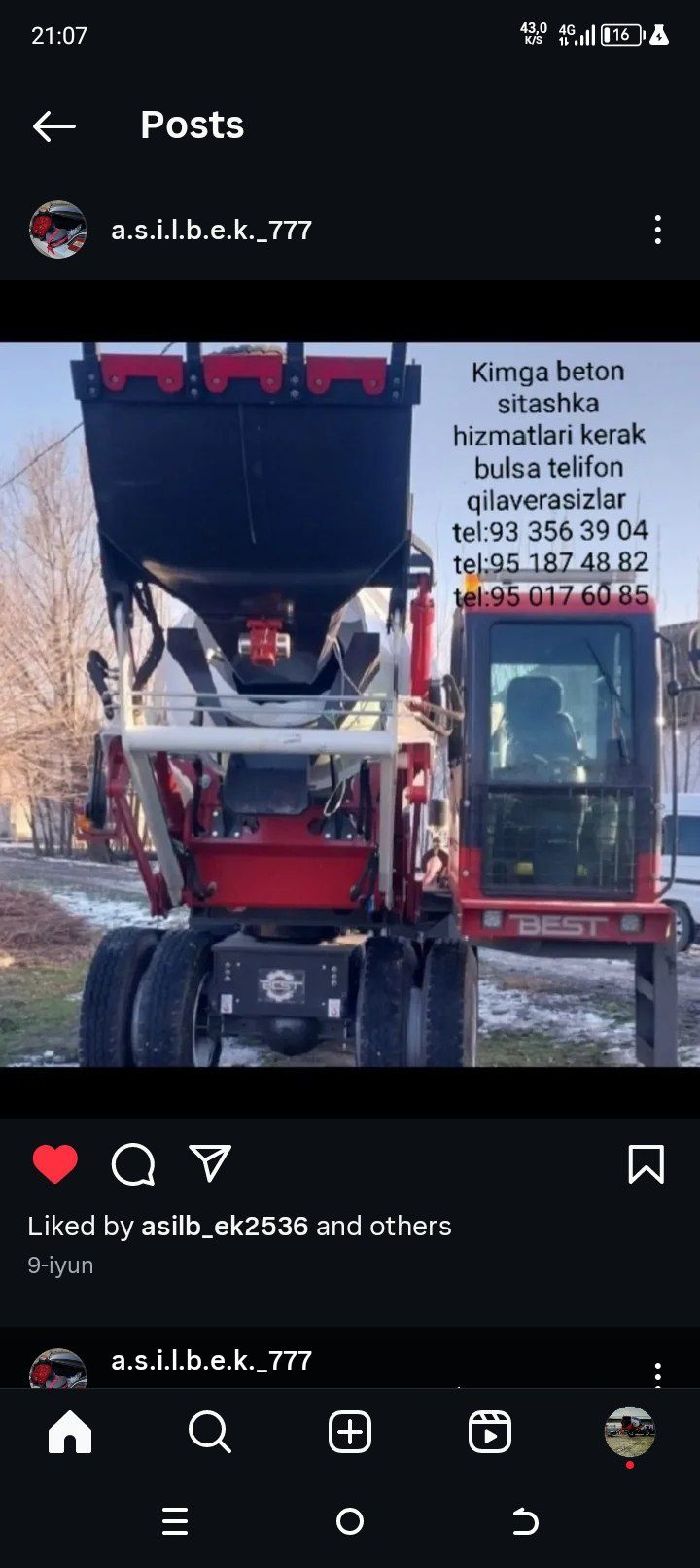 Beton mikser xizmati
