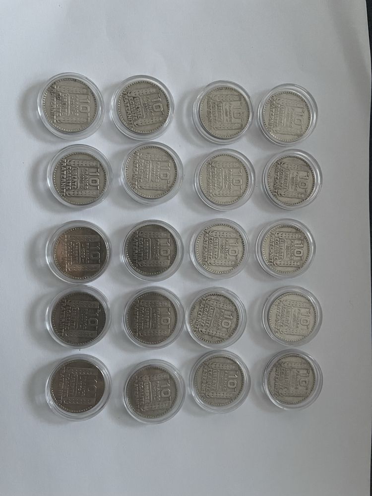 Colecție rară 20x Monede 10 Francs Franța 1929-1939 • Stare excelentă