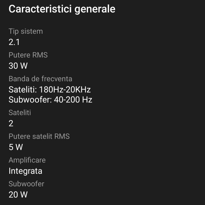 Vând sistem de Boxe Stereo A4TECH