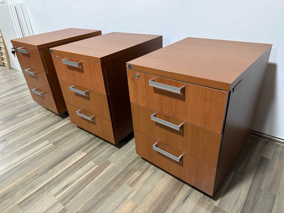 Rollbox cu 3 sertare; Mic Dulap pe rotile pentru birou; PAL