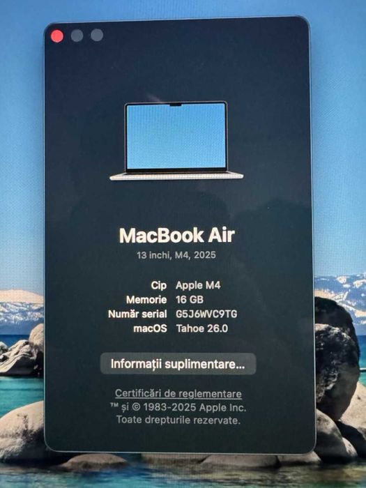  Apple / MacBook Air 13 / M4 2025 / 16+ 256 / Sky Blue / 4 Incarcari