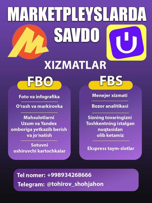 Marketpleysda savdo (Uzum Market, Yandex)