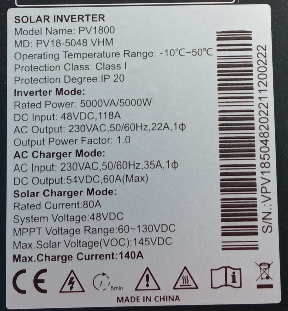 Invertor solar MUST 5kw 48v  Off grid