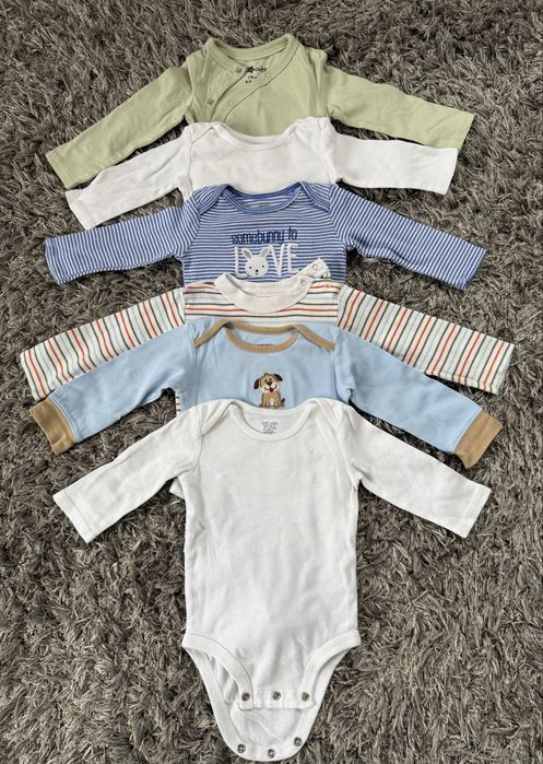 Lot 6 bodyuri cu maneca lunga 6 luni