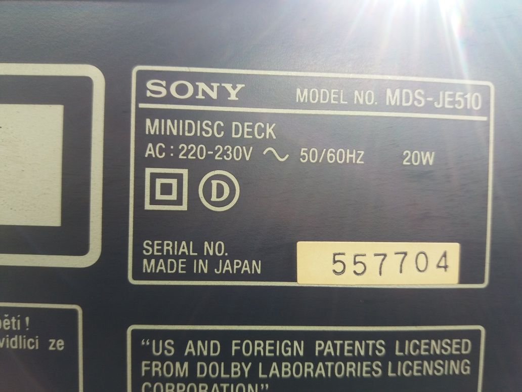 Mini disc recorder Sony MDS-JE 510