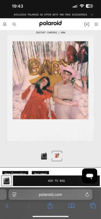 Фотоапарат за моментни снимки POLAROID NOW+ GEN 2 BLACK