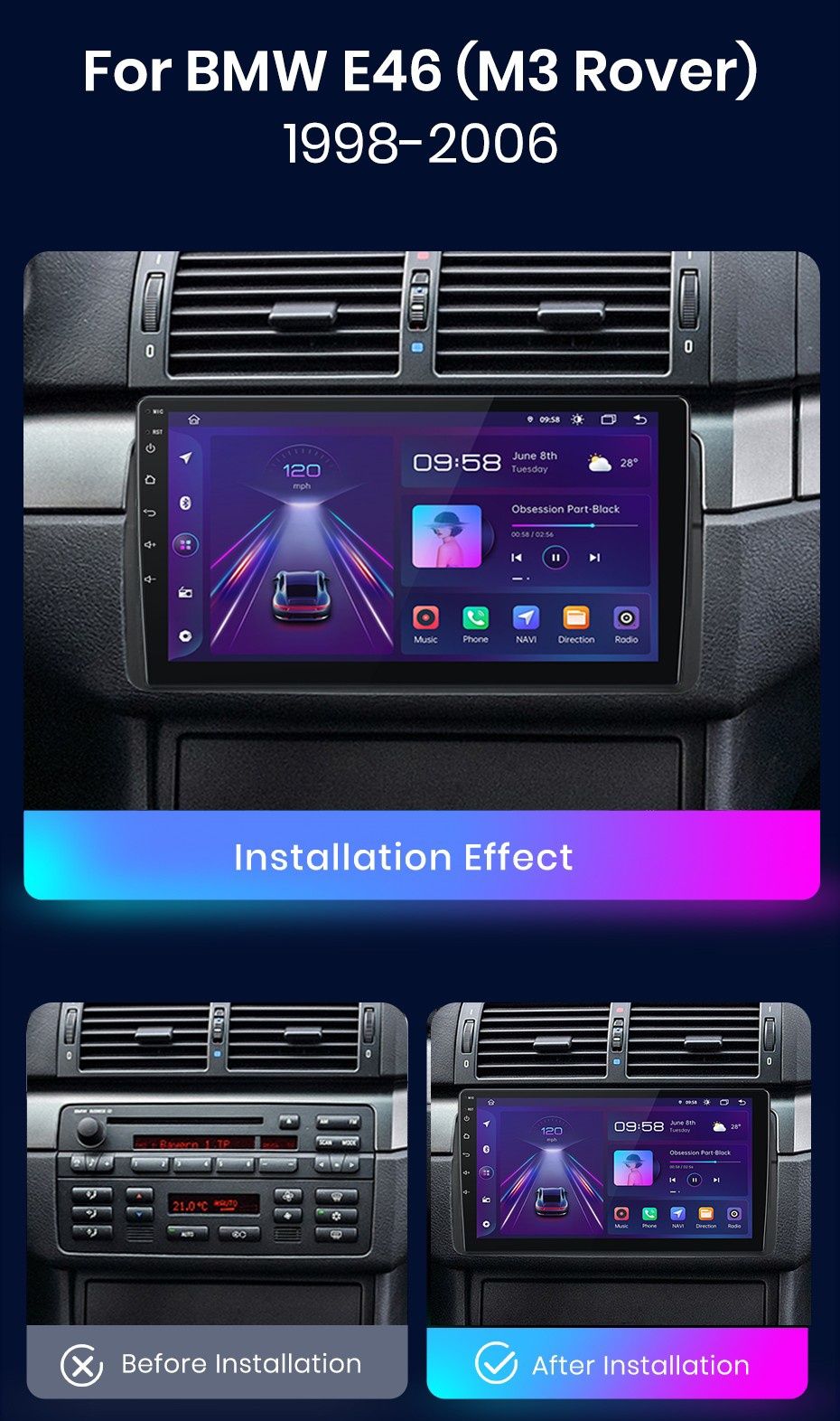 Navigatie Android dedicata BMW E46 M3 (1998-2006)