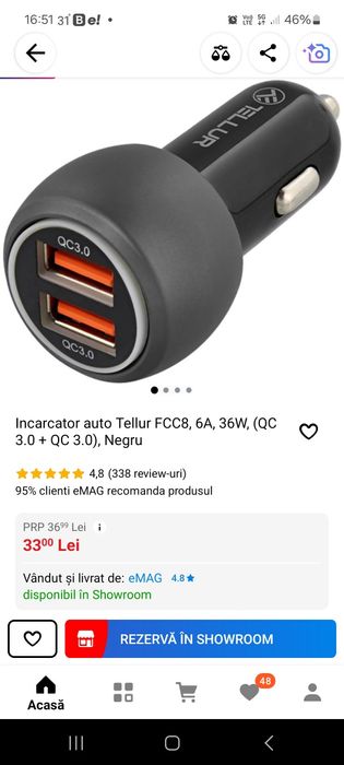 Vand incarcator auto ultrarapid Tellur FCC8