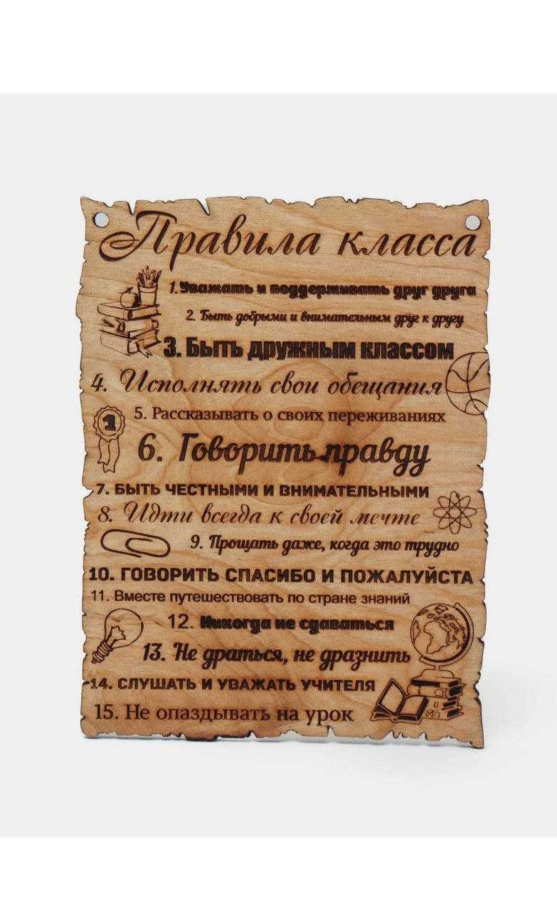 Табличка с Правилами класса