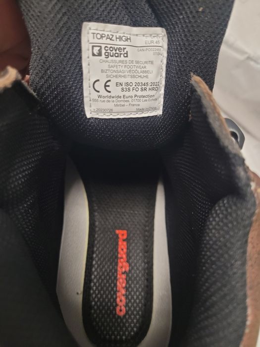Обувки работни, кафява кожа високи coverguard