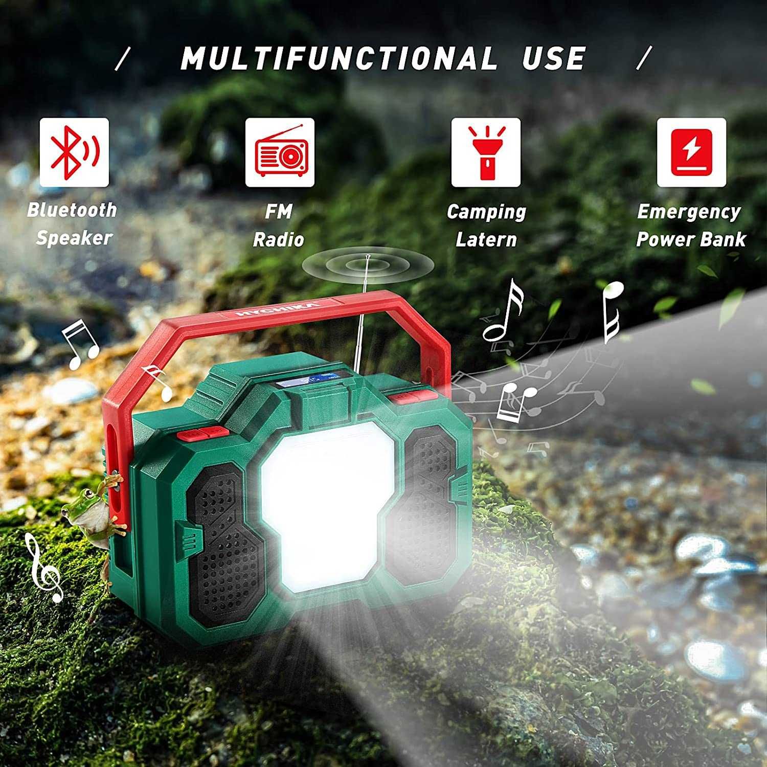 Radio camping portabil cu Bluetooth, lanterna LED 1500 Lm