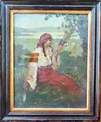 Tablou de V. Petrov-"Ţărăncuţă cu fuior", pictură în ulei (1947)