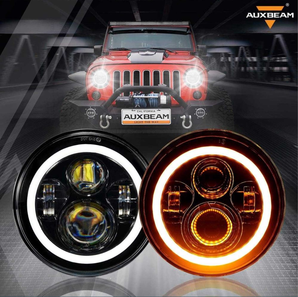 КТ LED Фарове 200W 7 Инч Фарове за Lada Niva Jeep Wrangler Cherokee KJ