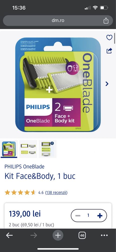 Set Rezerve, Lame Philips OneBlade • Lichidare de Stoc • Sigilate!