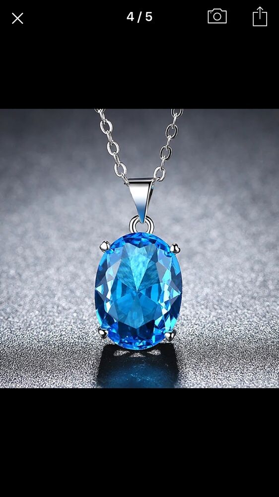 Lant Ag cu pandant Blue Topaz,Nou!