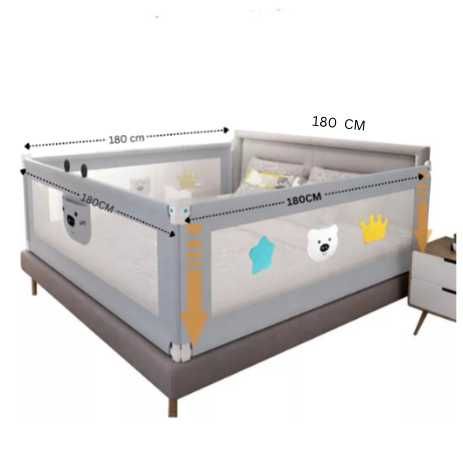 Set 4 bariere protectie culisante pentru pat, inaltime reglabila
