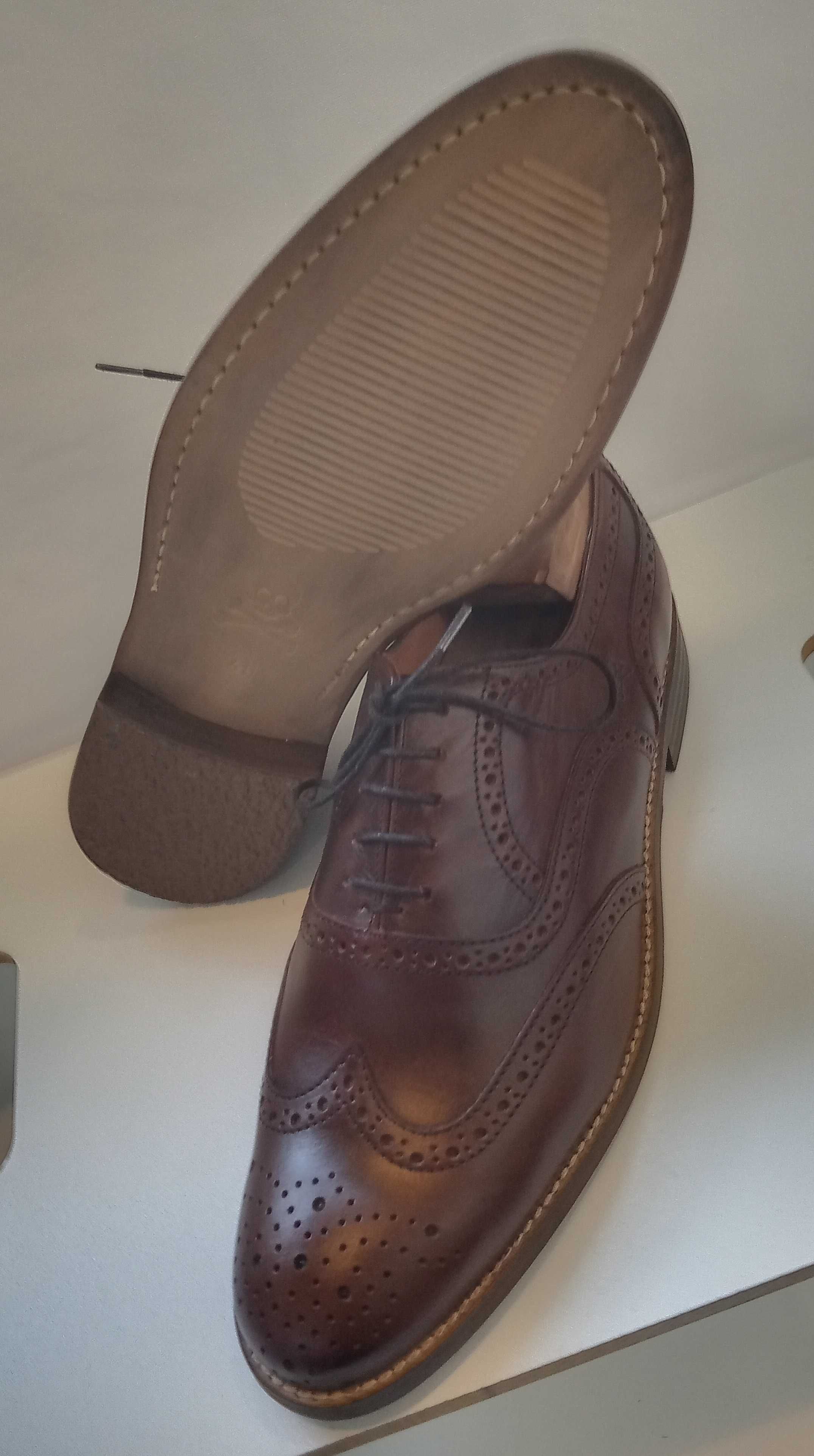 Pantofi oxford wingtip premium Scalpers Spain 40.5 41 piele naturala