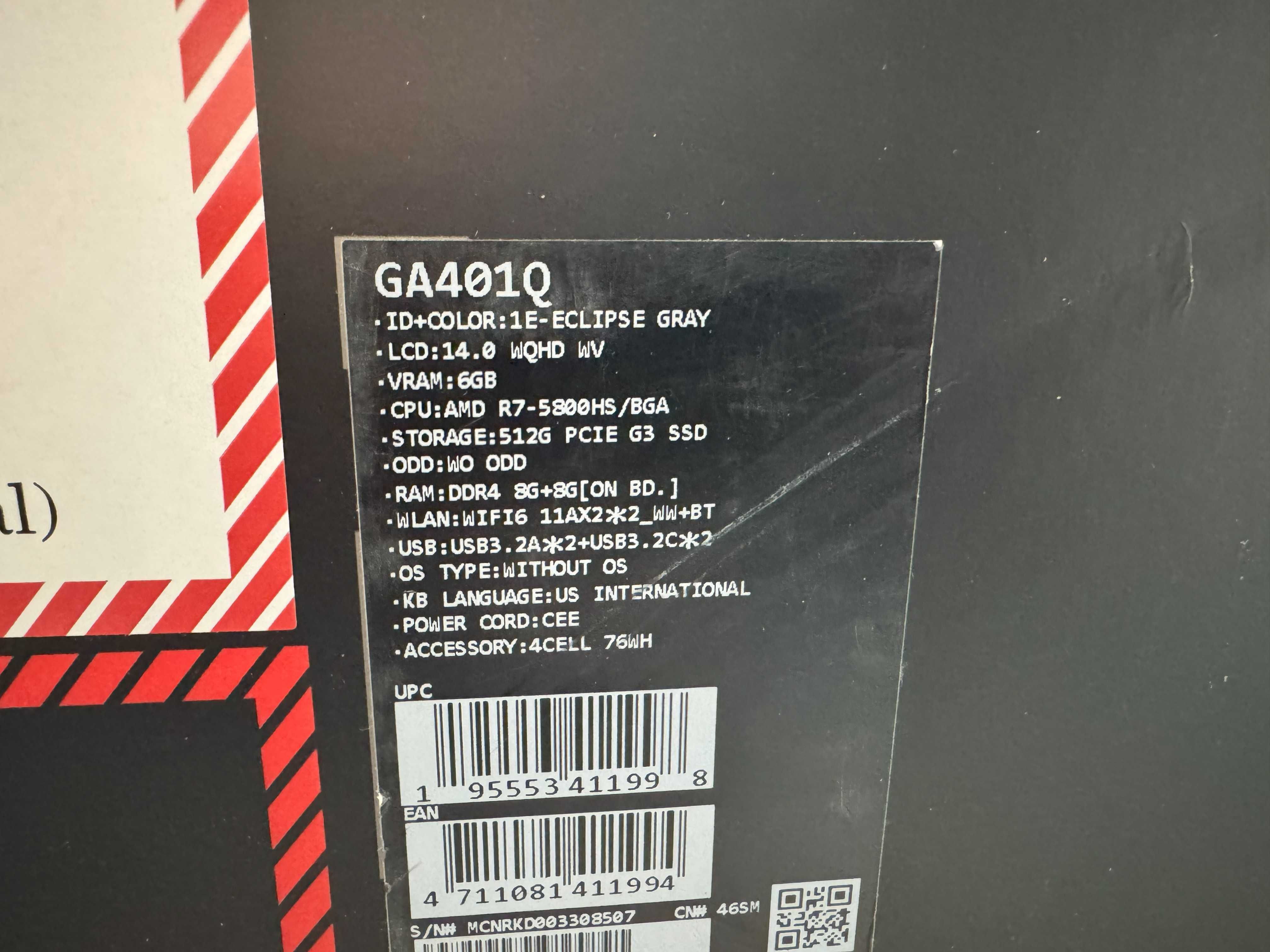 ROG Zephyrus G14 - Ryzen 9 5800, RTX3060, 1TB SSD Nvme, 16GB RAM