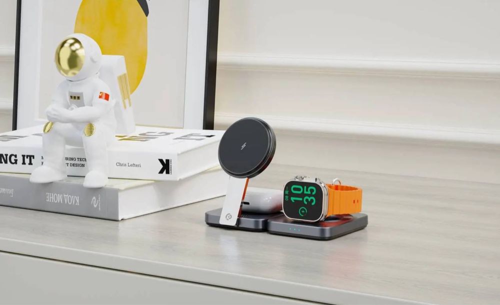 Беспроводная зарядка 3в1 magsafe porodo для часов телефона и наушников