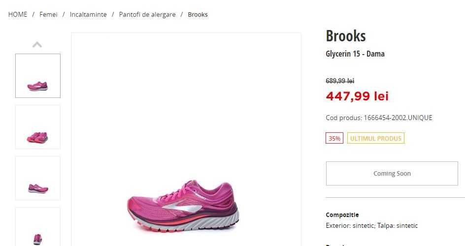 Pantofi de alergare damă Brooks Glycerin 15, mărimea 39