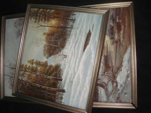 Картины Масло - Холст Рамы серебро Лес Большая 1Мх70СМ и Сред.65х60СМ
