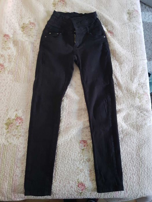 Черни тип дънки-панталон памук 2бр. р-р S/XS