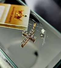 Крестик золотой 375 пробы с бриллиантами