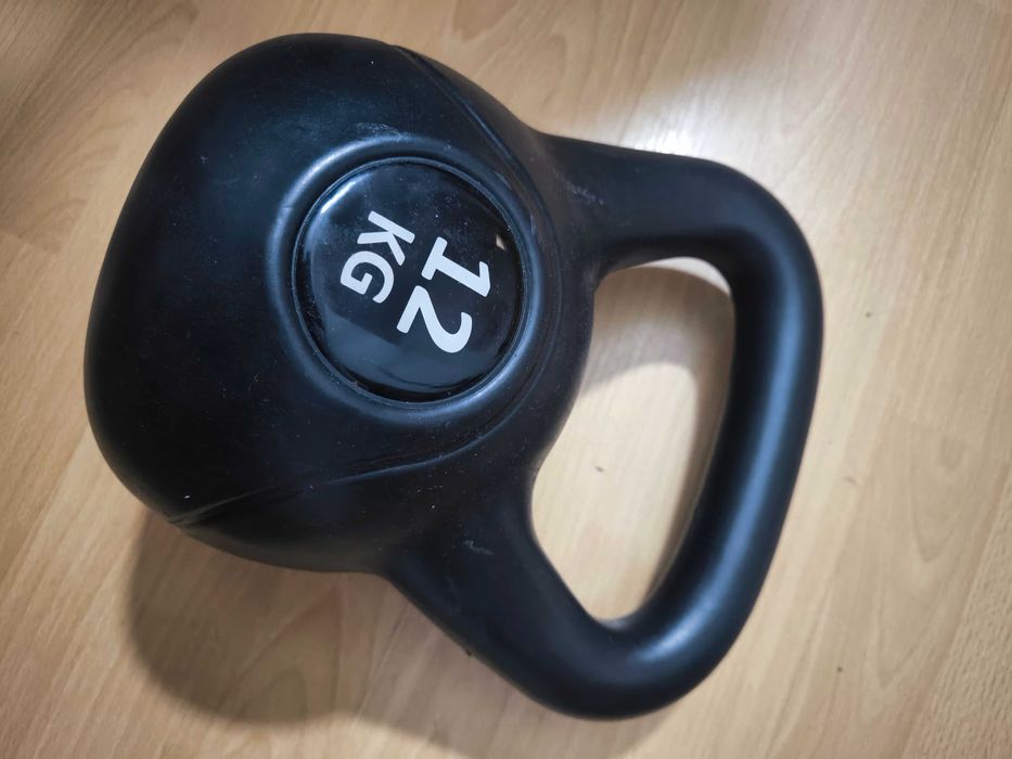 Bara gantera filet cauciuc  metal masiv kettlebell 12kg gantera 22.5kg