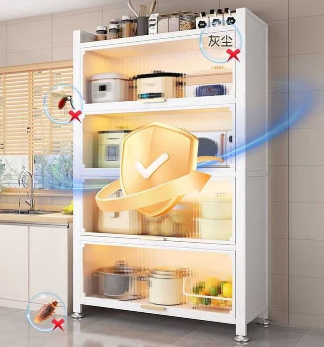 Mehmonxona uchun metall shkaf va stellajlar