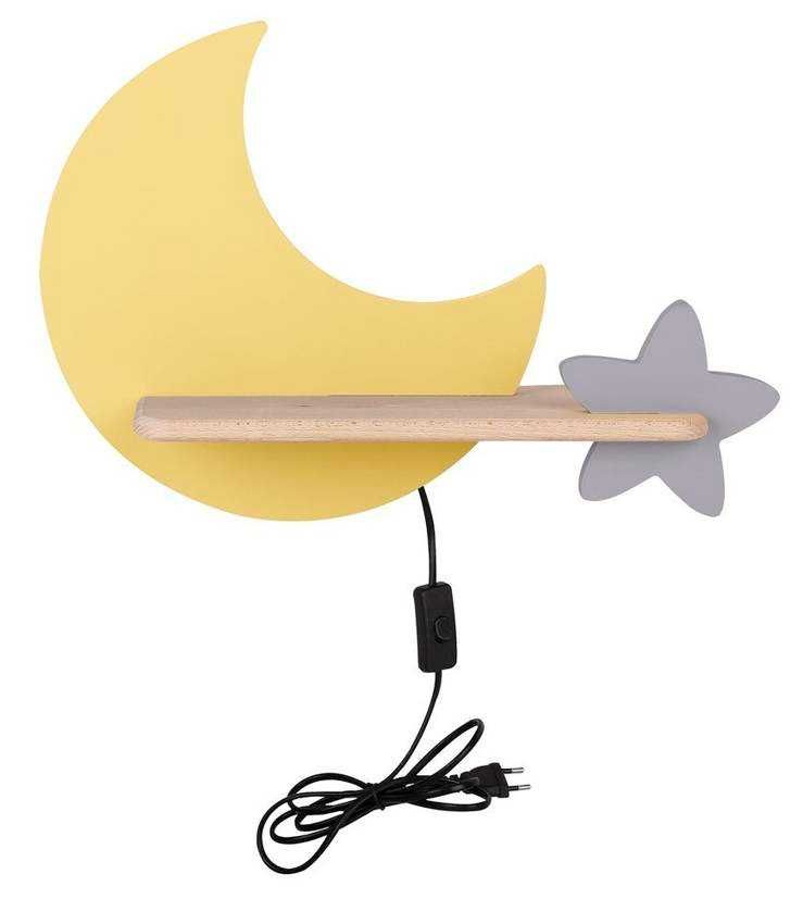 Чисто НОВА LED Детска лампа с рафтче Луна и звезда