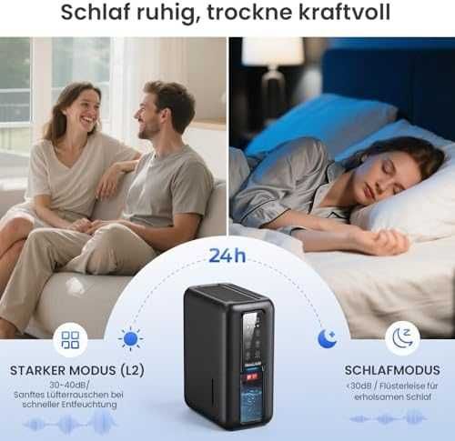 Нов Преносим влагоуловител 2L с таймер LED светлина и тих режим за дом