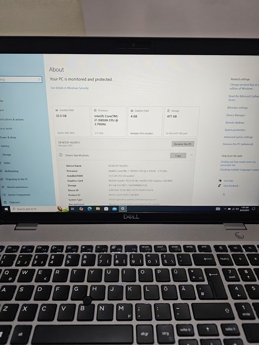 Dell Precision Workstation - i7-10850H/ 32gb Ram/ 512gb Ssd/