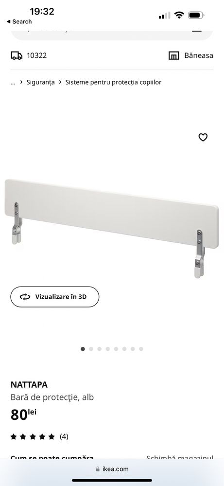 Set patut lemn Ikea cu sertar+ saltea+ bara protectie