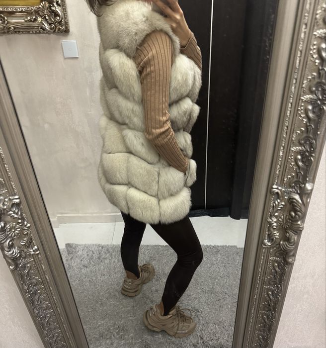 Елек естествен косъм от сребърна лисица