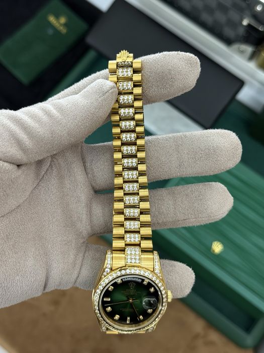 Rolex Day-Date 36mm Green Ice Out