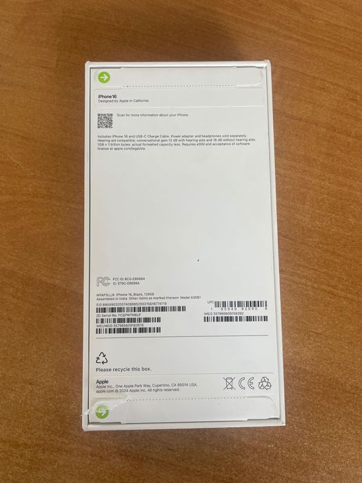 нов iPhone 16 Black, 128GB