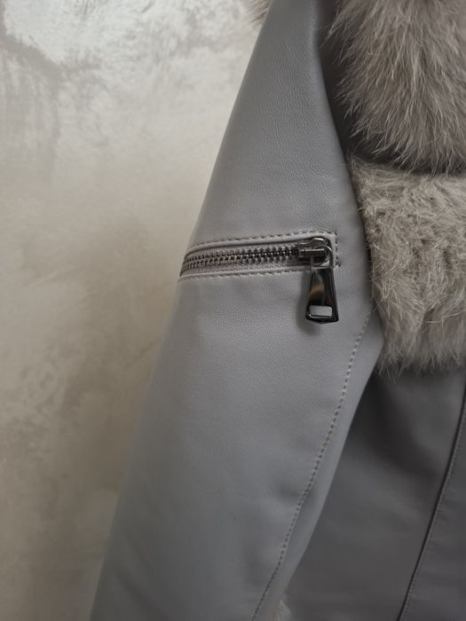 Haina de blana vulpe si piele naturala mărimea S