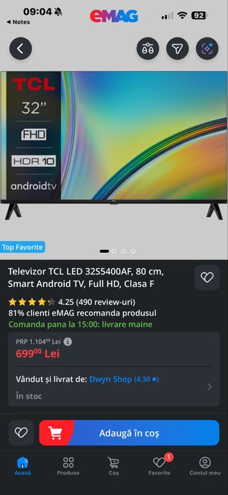 Smart TV TCL Android 80 cm - Full HD - Garantie