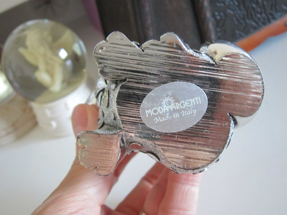 cadou rar Pisica placata argint, vintage de colectie made in Italy