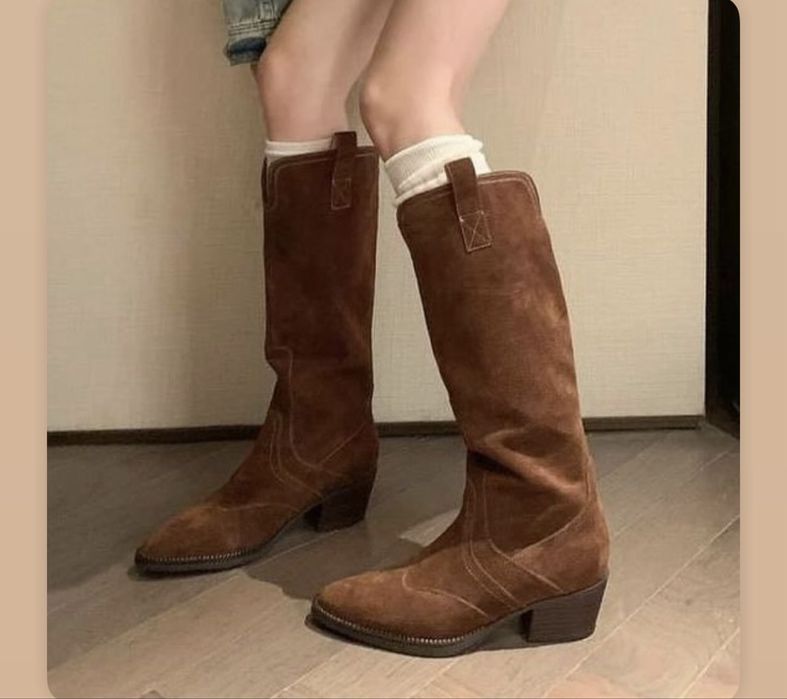 Сапоги  замш новые