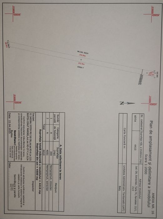 Balș ( Vârtina) - intravilan 359 mp + 4051 extravilan