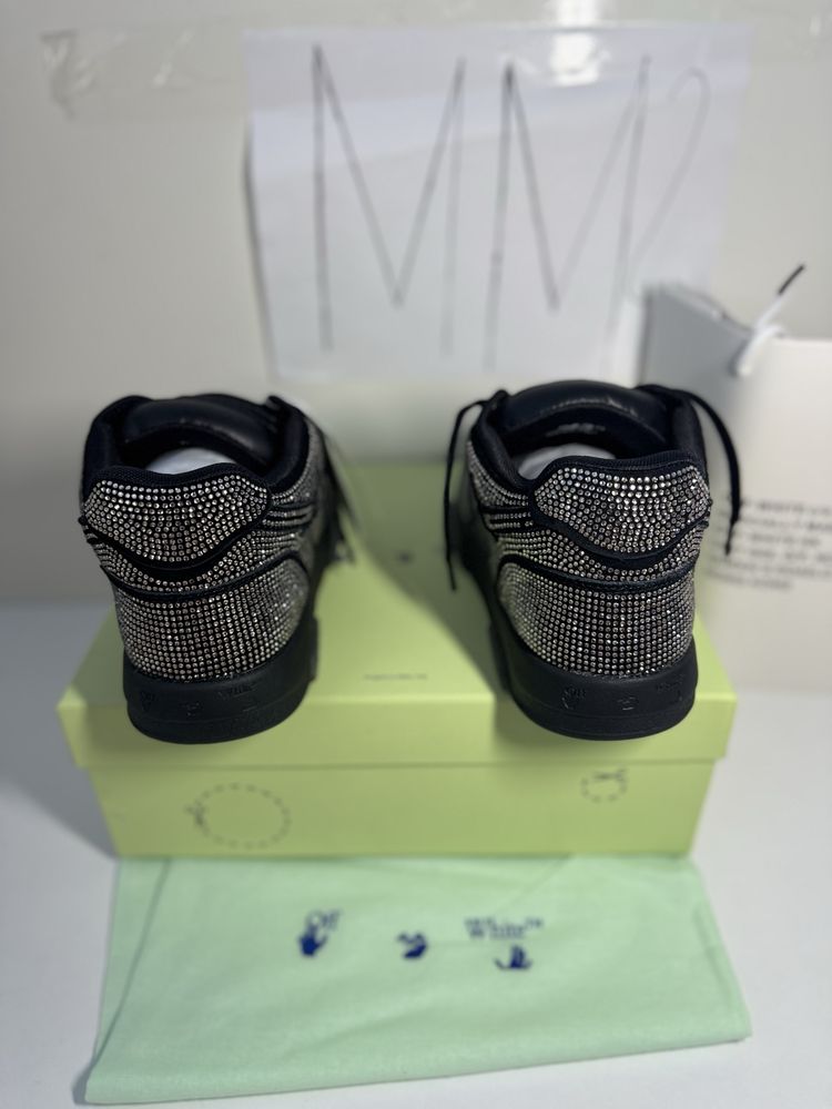 Adidasi Off-White Out Of Office Lace-Up Sneakers full black strass