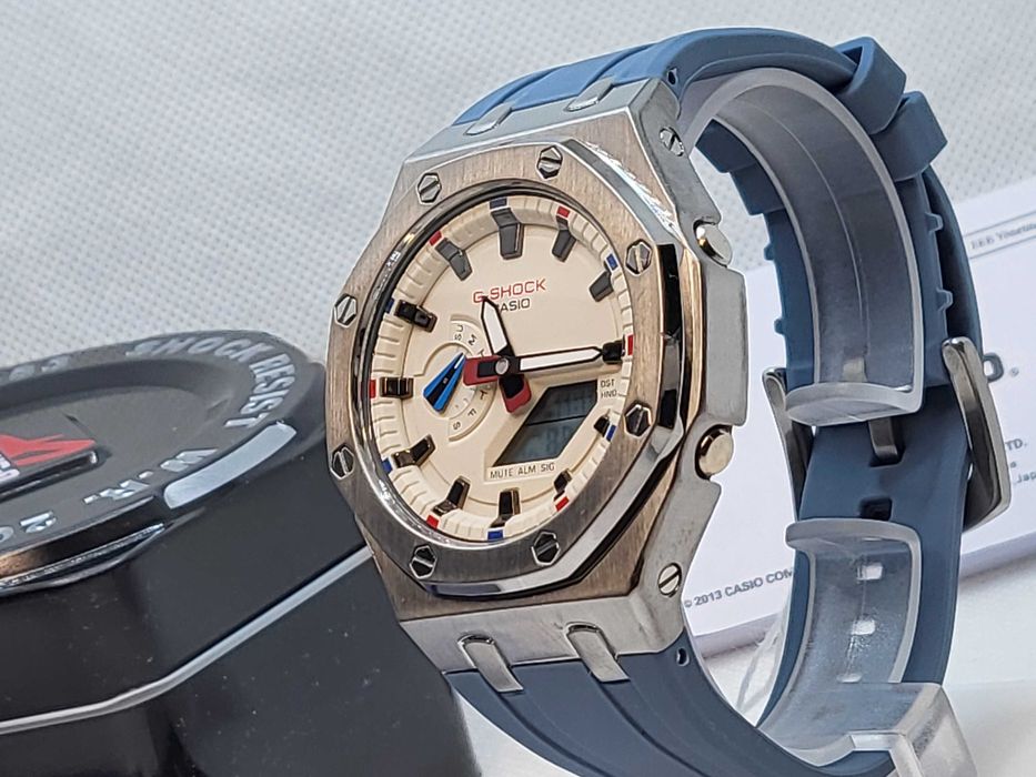 Ceas Sport Casio G-Shock RoyalOak Bleu-Alb – Nou, Garanție 2 Ani