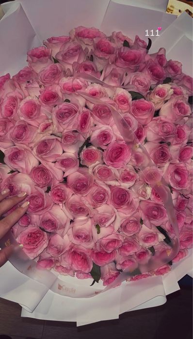 букет роза 111 шт розовый