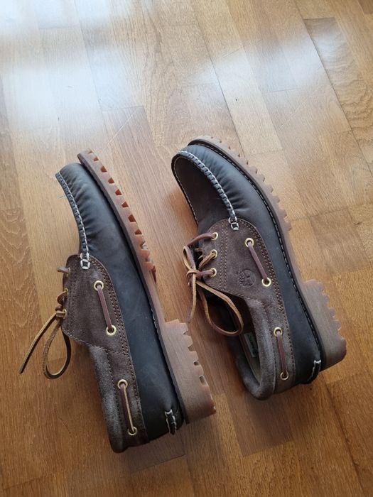 Мъжки тъмнокафяви мокасини от дебела естествена кожа Timberland