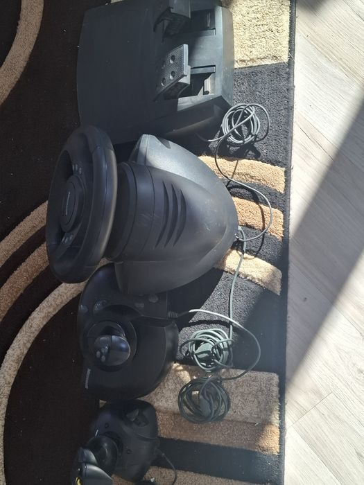 Set volan și joystick-uri gaming Microsoft + Thrustmaster (retro, cole