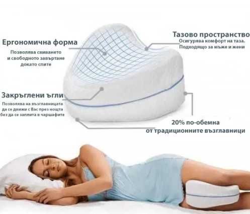 Ортопедична мемори възглавничка за между крака по време на сън