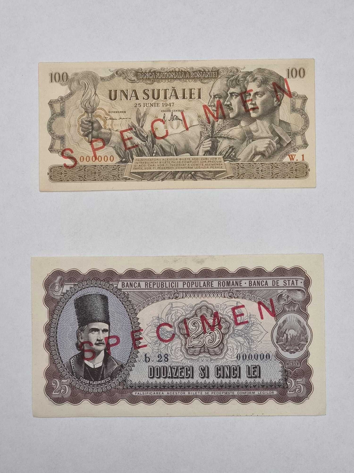 Colectie 8 bancnote romanesti vechi, foarte rare, “SPECIMEN”, UNC!