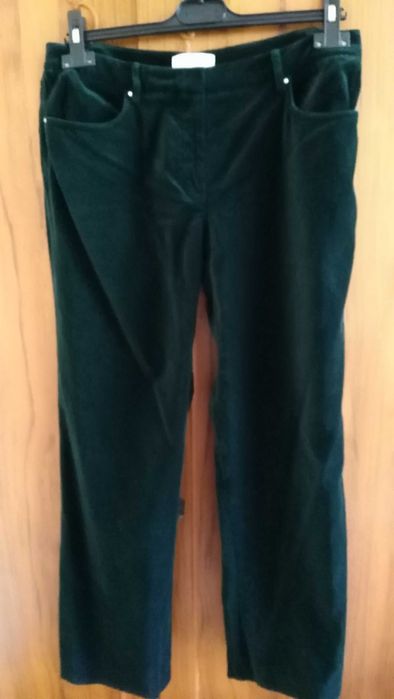 Pantaloni CalvinKlein, catifea de bumbac 98%, verde padure, M/40