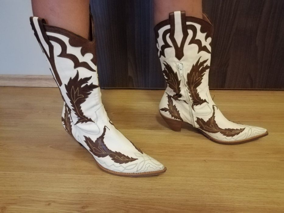 Cizme cowboy Fauzian Jeunesse piele cu detalii decorative